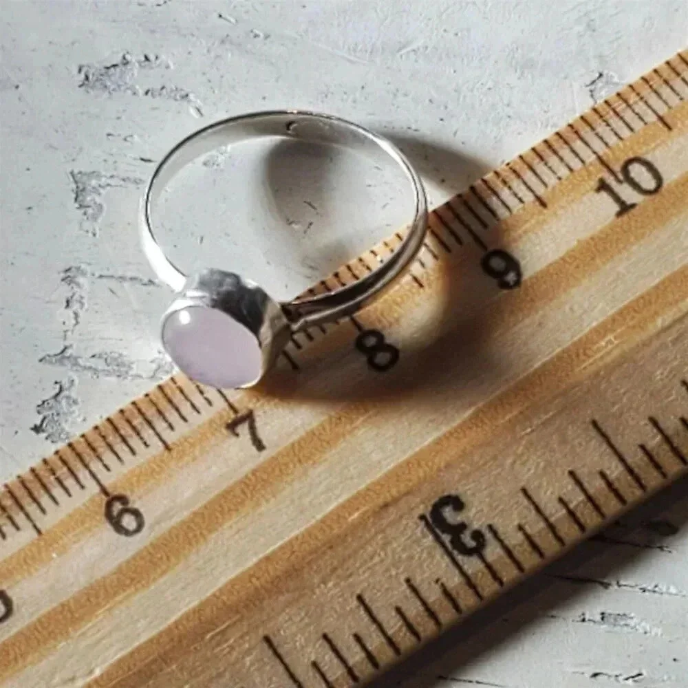 Artisan India Rose Quartz 925 Sterling Silver Plated Gemstone Ring Size 7
